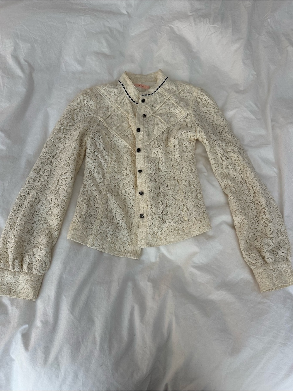 Lace cream button up jacket